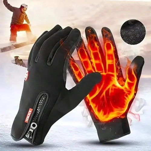 Guantes Moto Invierno Hkxy Táctiles Resistentes Agua Viento
