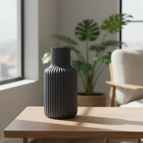 Botella Florero Jarrón Nórdico Decoracion Moderno Negro