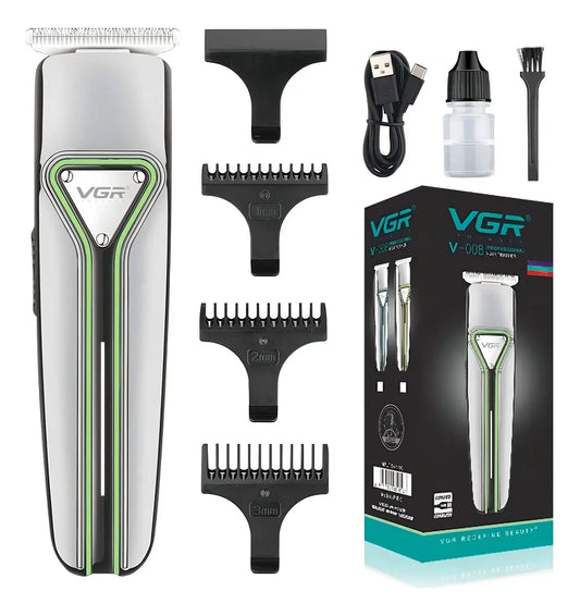Máquina Patillera Profesional Recargable Vgr V-008 Tipo C Color Plateado y verde