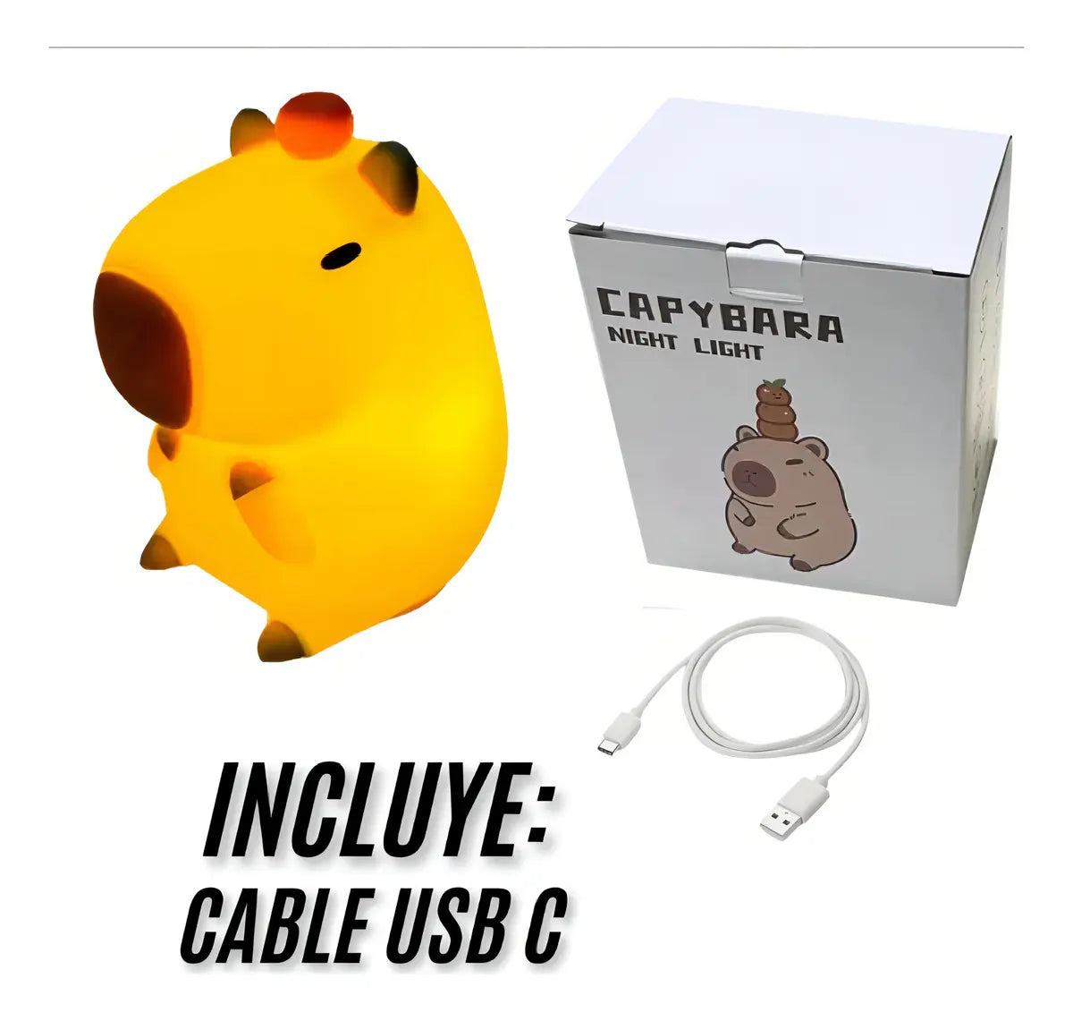 Lámpara Velador RelexTech LED Capibara Carpincho RGB USB Recargable