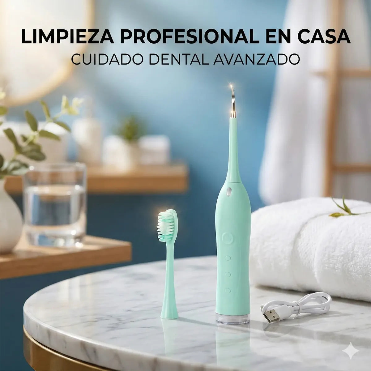 Cepillo + Limpiador Dental Electrico Recargable Usb