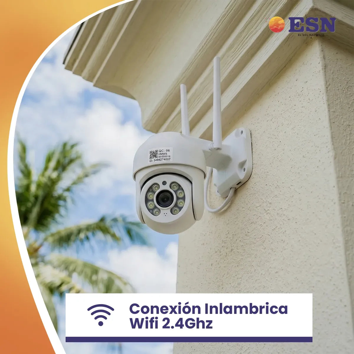 Cámara Seguridad Esn Wifi 5g Hd Con Luz, Alarma Y Audio