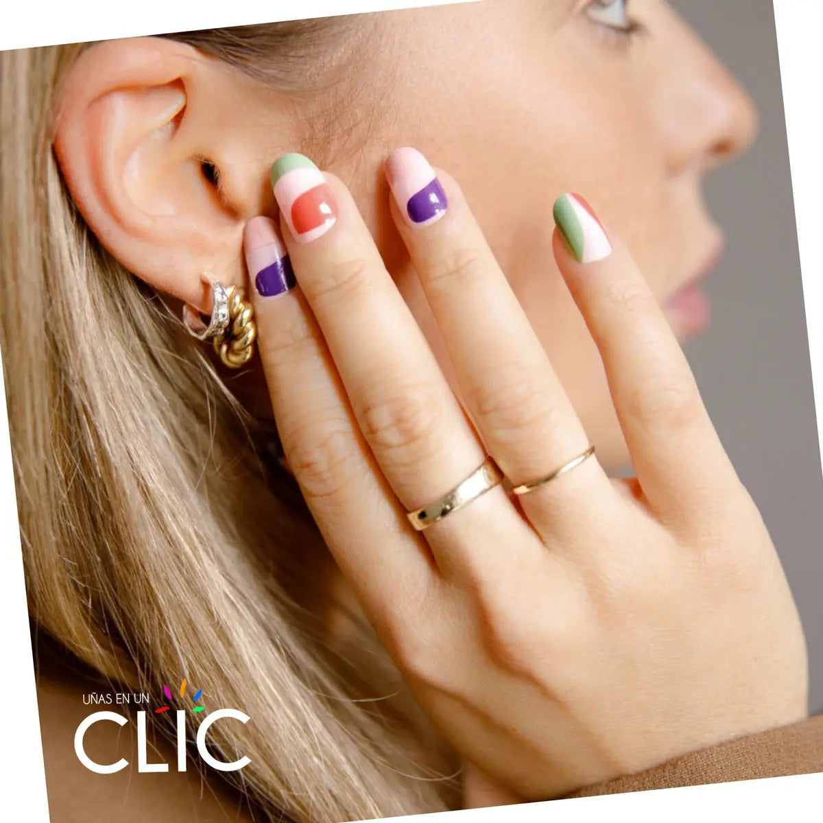 Uñas Postizas Press On - Diseño Único Asimétrico Color Nude Única