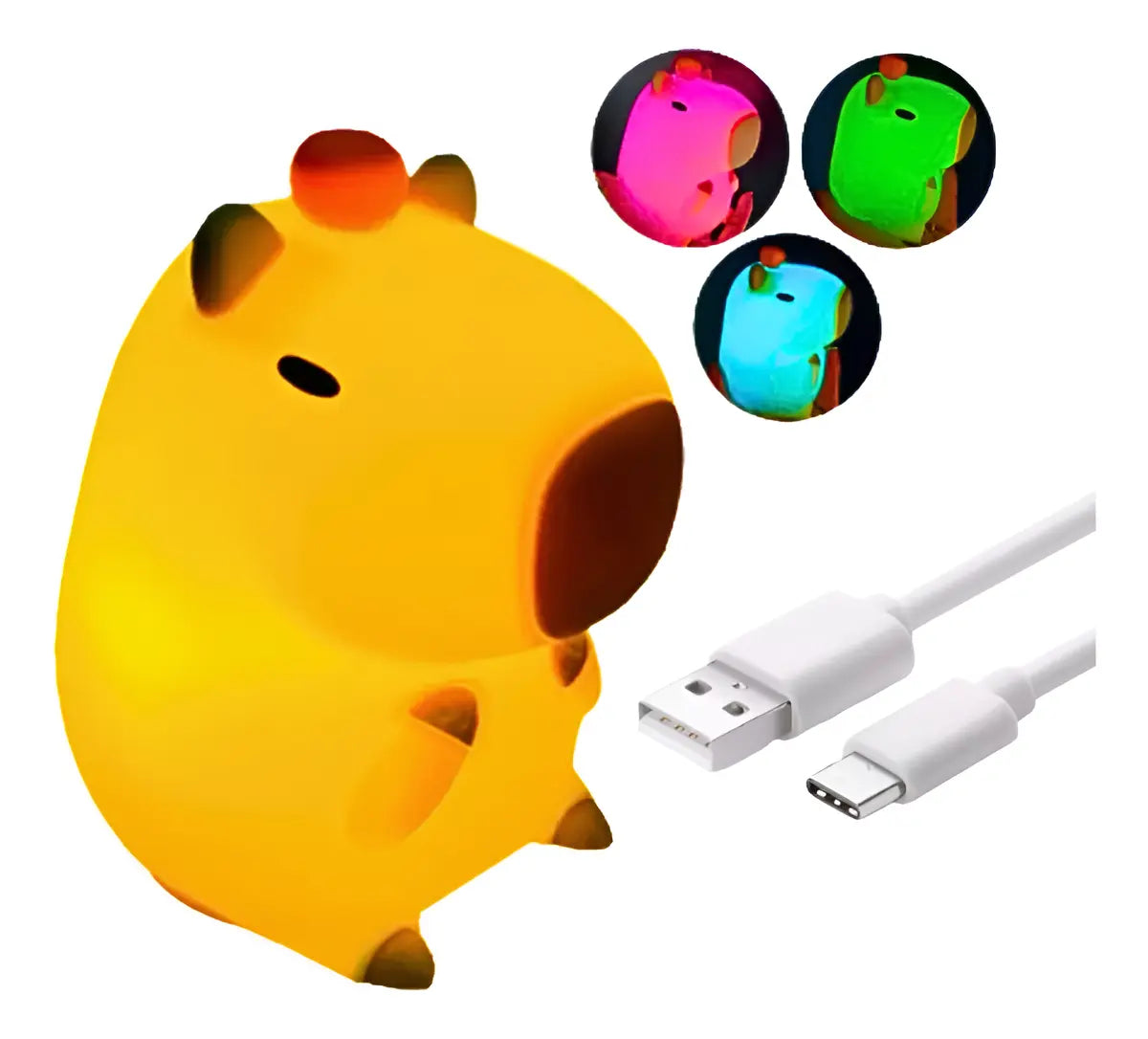 Lámpara Velador RelexTech LED Capibara Carpincho RGB USB Recargable