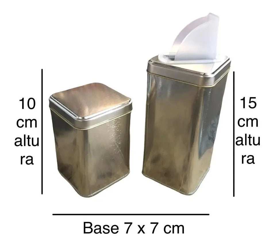 Set Lata Yerbera + Azucarera Pico Vertedor Plastico X12 Cuad