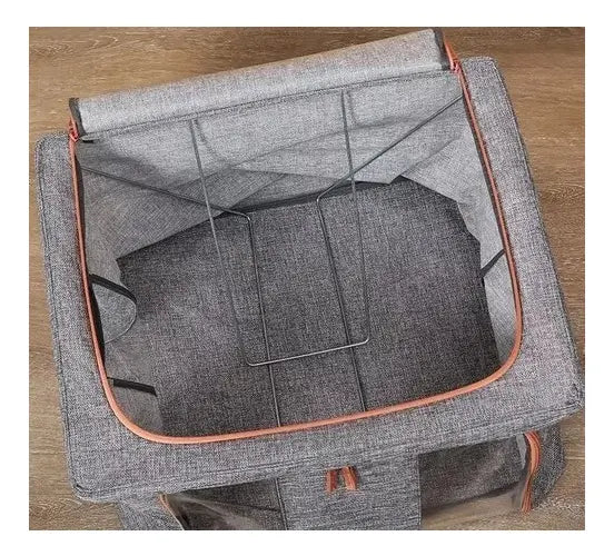 Canasto Organizador Tela 66lt Ropa Cama Con Visor
