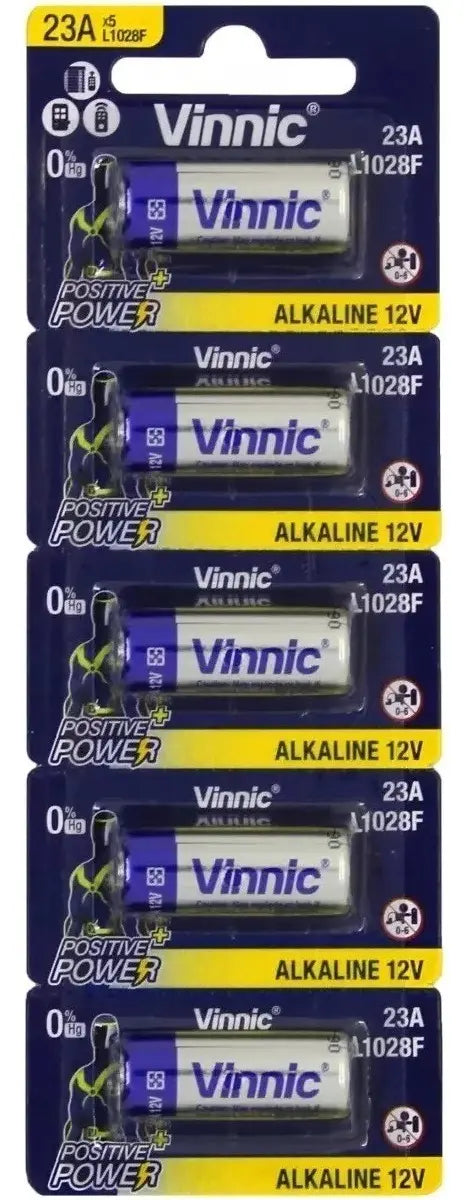 Pilas A23 Vinnic Alcalinas 12V Pack 40 Unidades Para Alarmas Y Controles