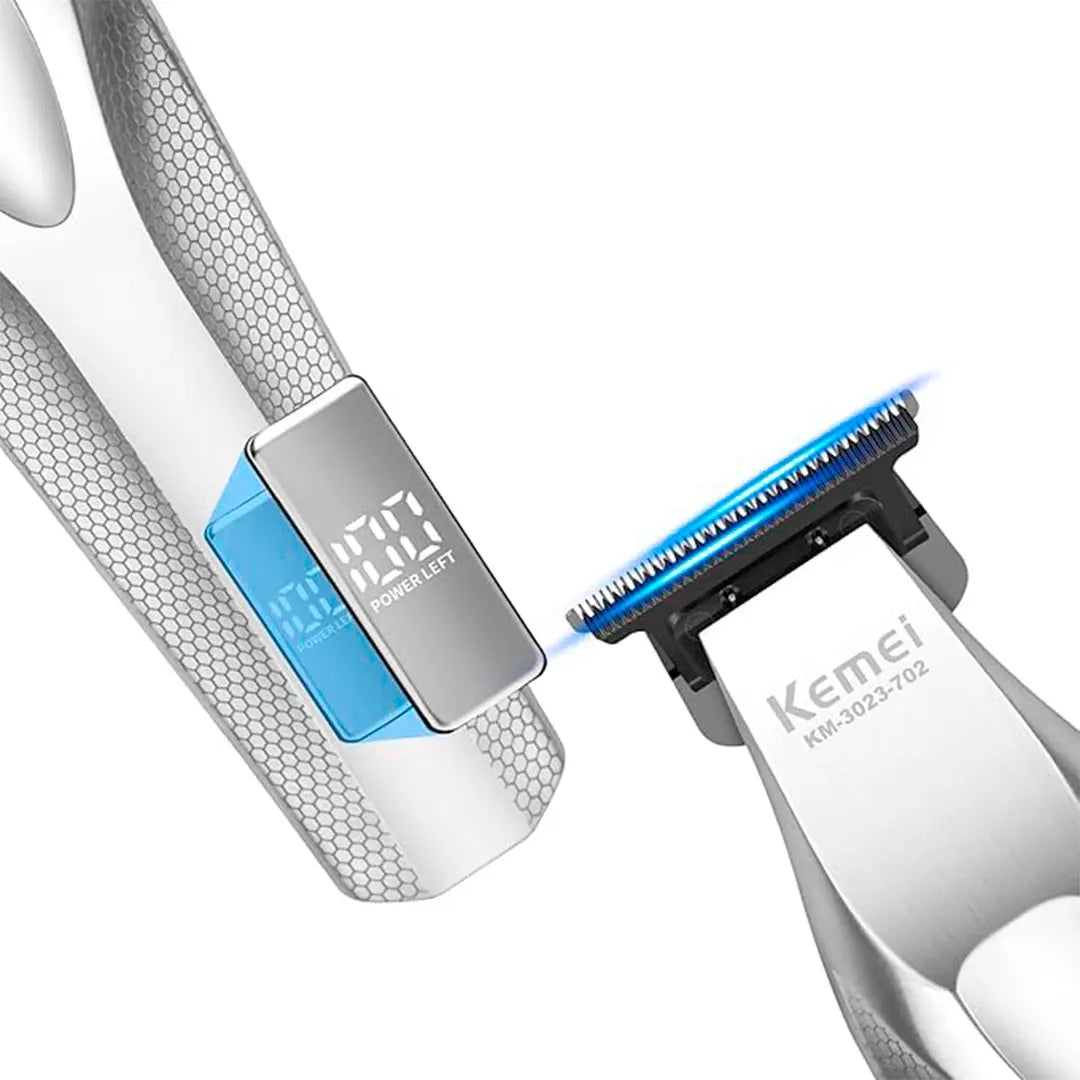 Cortadora De Cabello Kemei Hair Trimmer Km-3023-702 Patiller Plateado