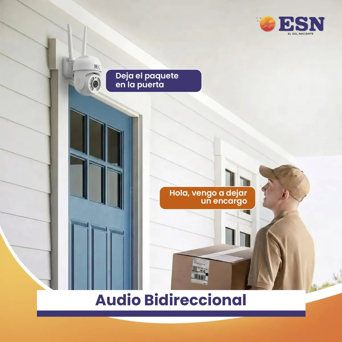 Cámara Seguridad Esn Wifi 5g Hd Con Luz, Alarma Y Audio