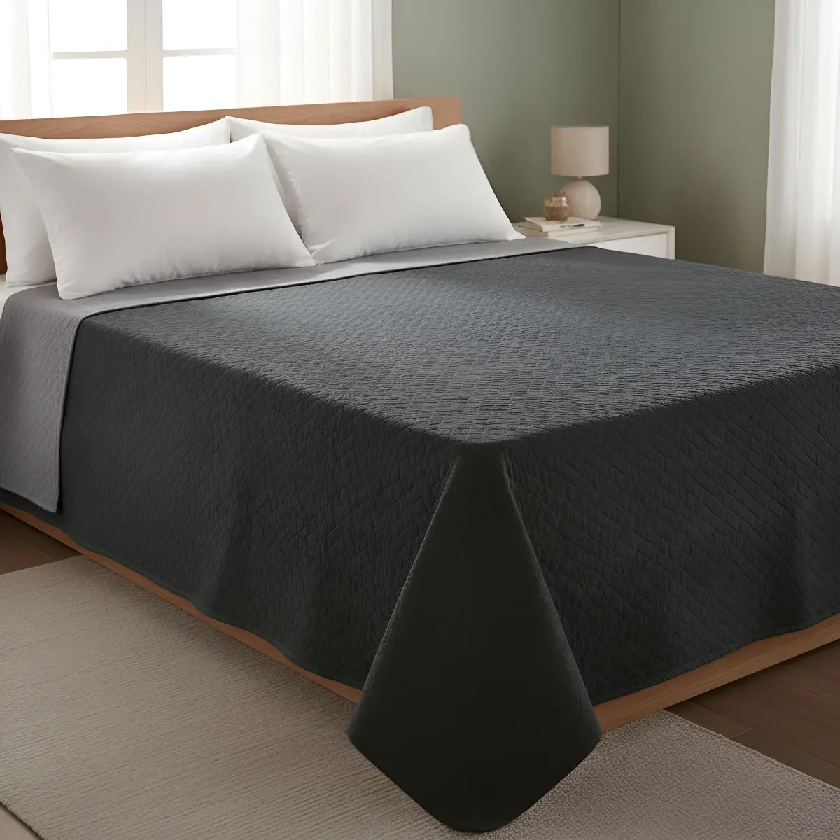 Cubrecama Cover Fiji Verano Reversible 1 1/2 Plaza Liso