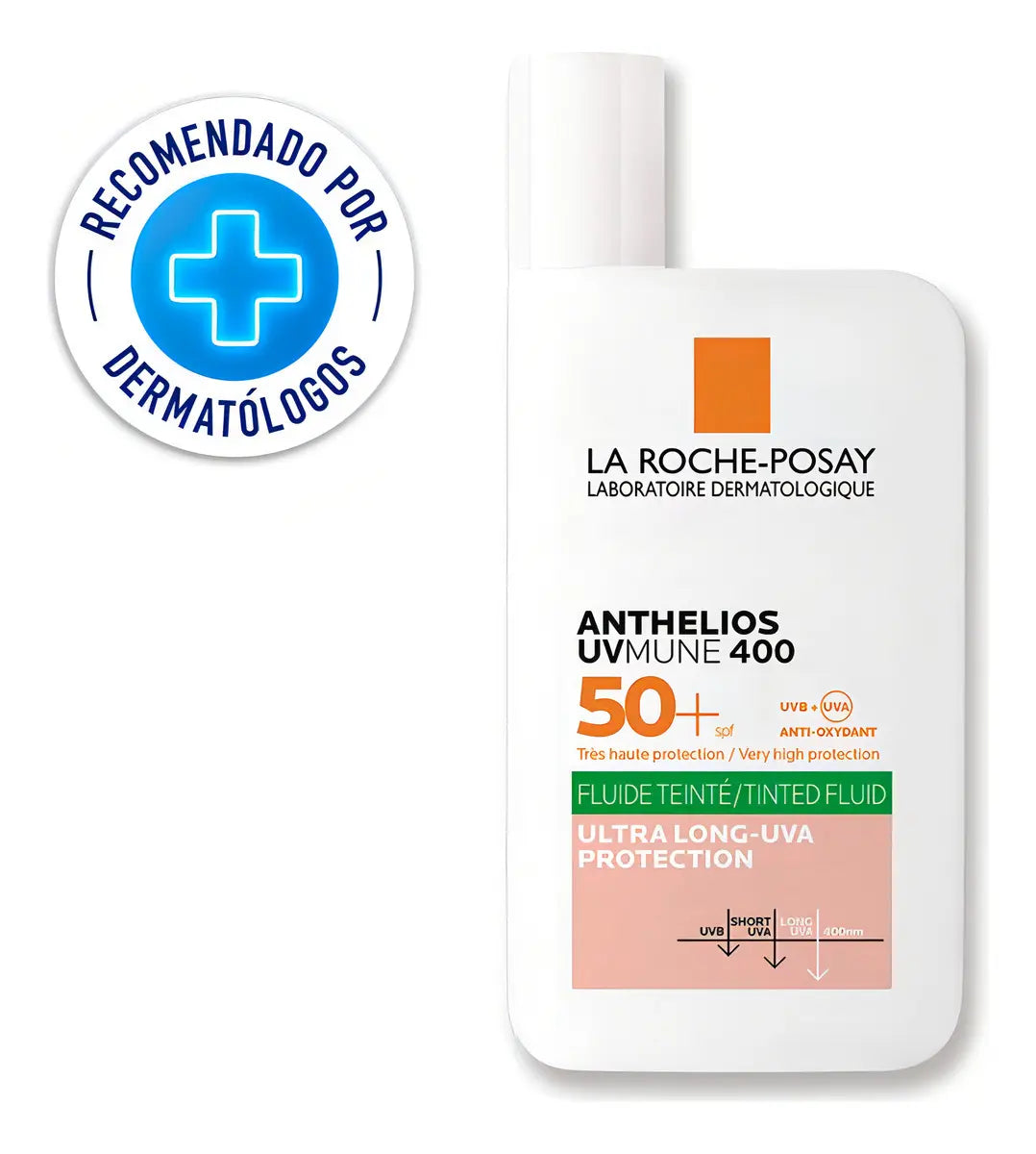 La Roche-Posay Anthelios UVMune 400 Oil Control Fluido FPS50+ Con Color, Protector Solar, 12 Horas de Protección con Efecto Matificante, Control de Exceso de Grasa en la Piel, Acabado Seco, 50 ml