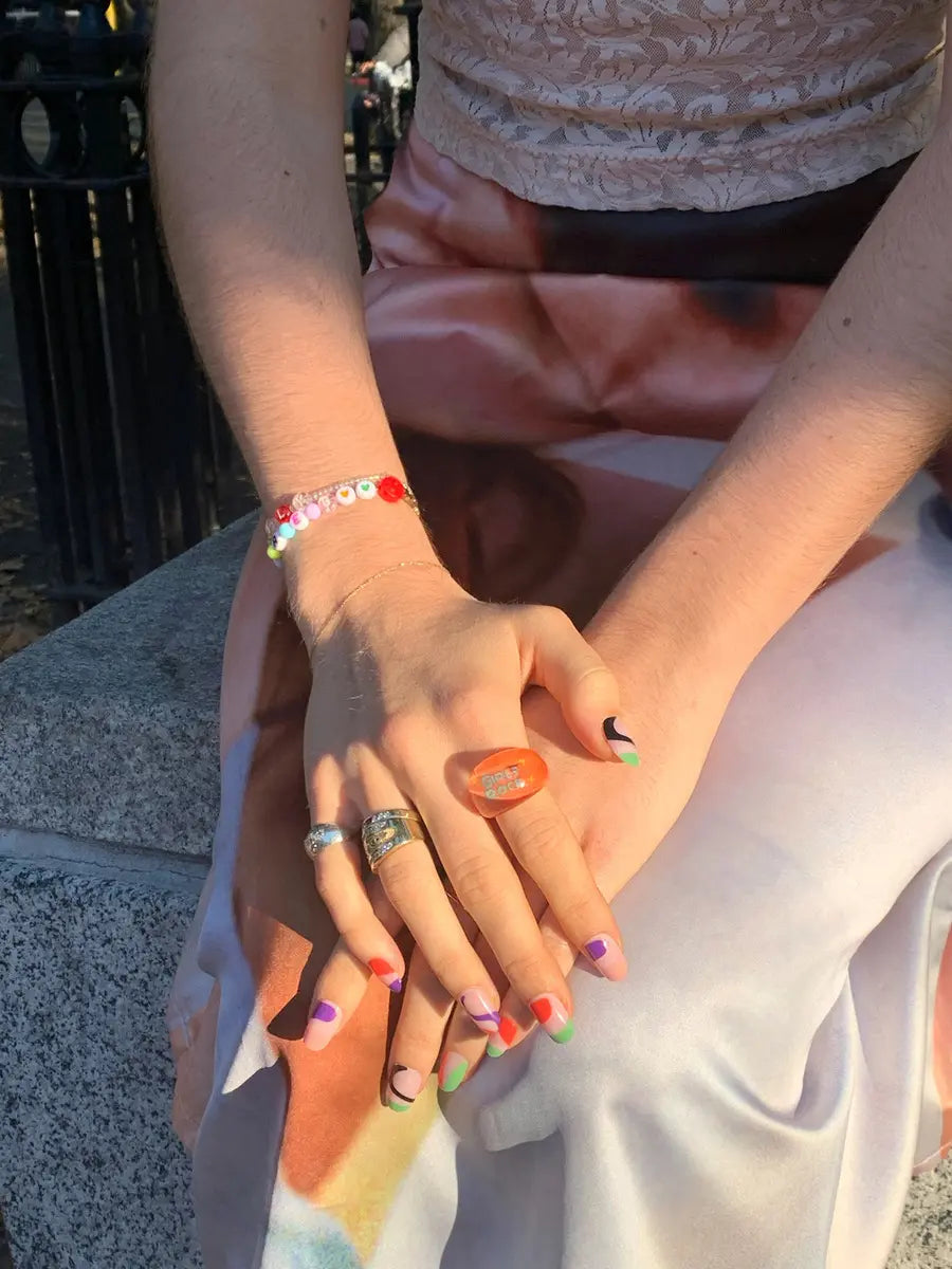 Uñas Postizas Press On - Diseño Único Asimétrico Color Nude Única