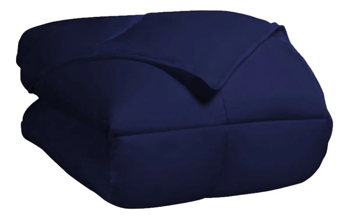 Acolchado Distrito Blanco Plumon 4 Estaciones 600 H Con Fundas 1 1/2 Twin Size 170 X 250 Cm Color Azul Marino