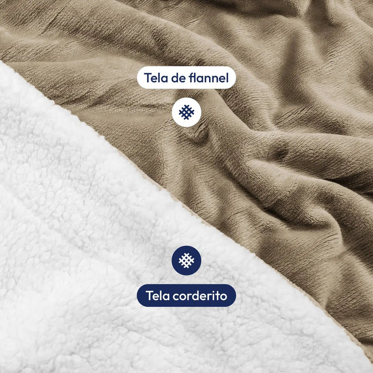 Frazada Corderito 1 Plaza Y Media Flannel Gruesa Liso 1.3 Kg Beige