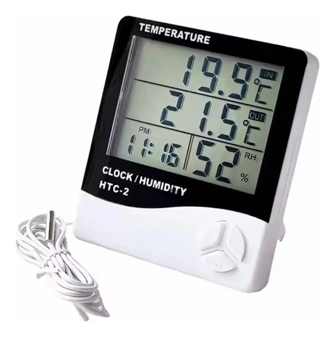 Termómetro Ambiental Temperatura Higrómetro Reloj Digital