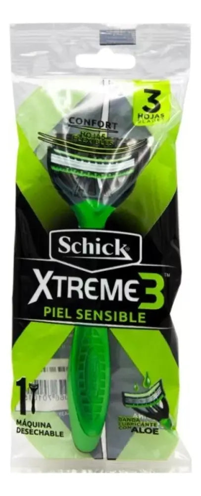 Afeitadora desechable Schick Xtreme3 piel sensible 3 hojas con banda lubricante