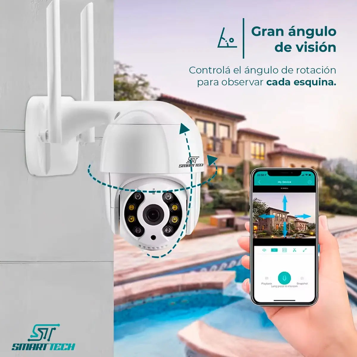 Camara Domo Exterior Seguridad Ip 4mp Autotracking Vigilancia Full Hd Smart Tech N8-400W-IR