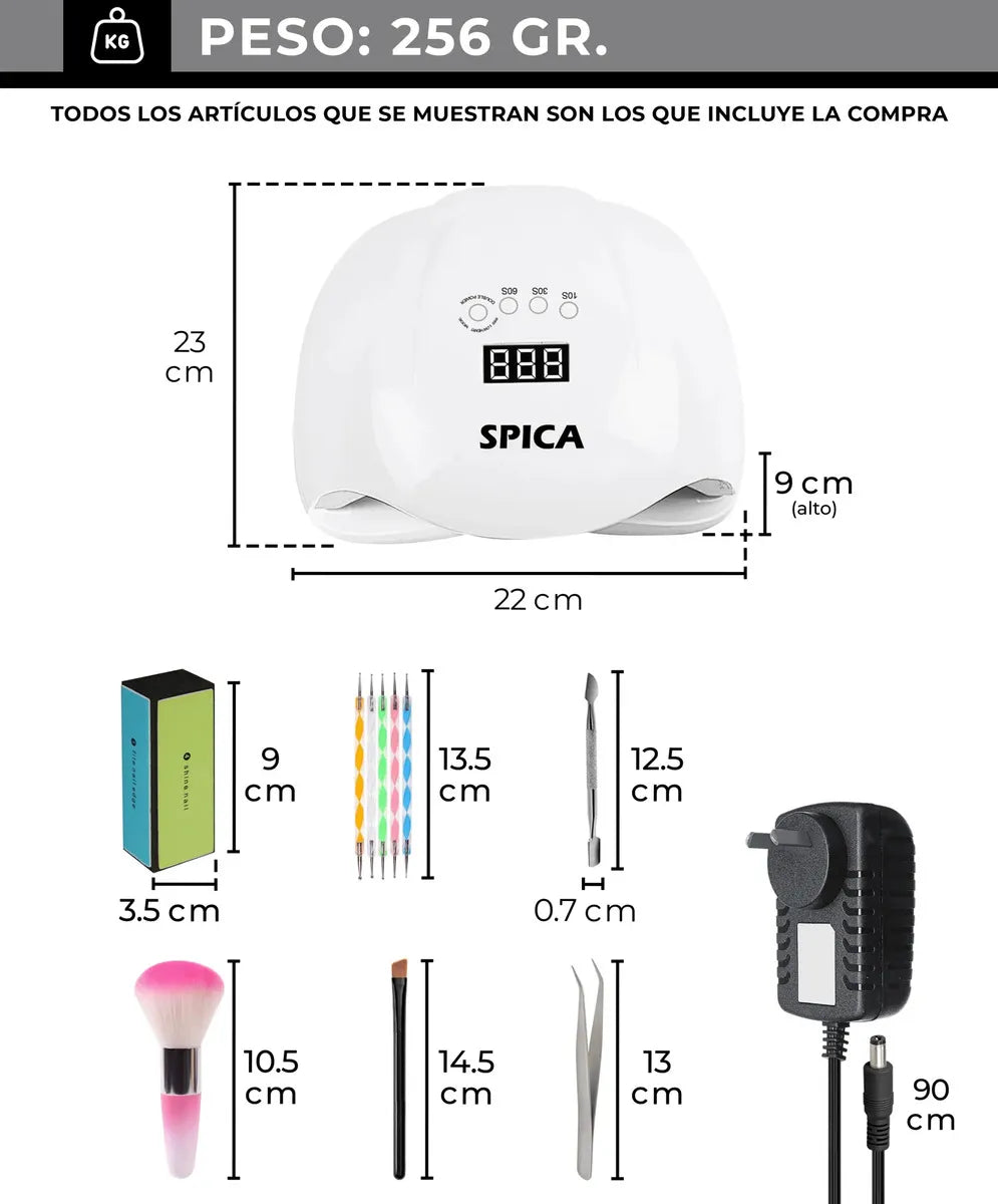 Cabina Led De Uñas 54w Spica Luz Uv Secador Manos Pies Color Blanco
