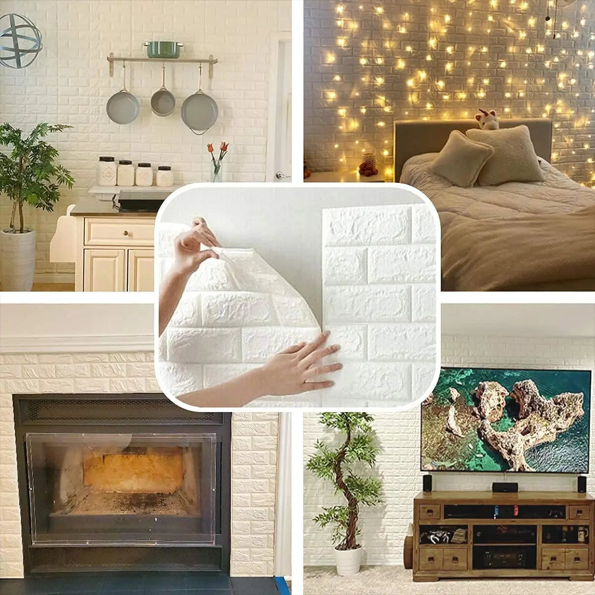 Pared Decorativa Placa Autoadhesiva 3d X 10 Placas Ladrillo