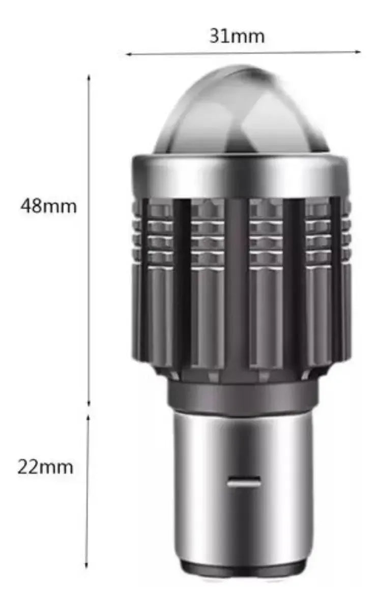 Lampara Led Con Lupa Para Moto H4 H6 Luz Blanca Y Ambar