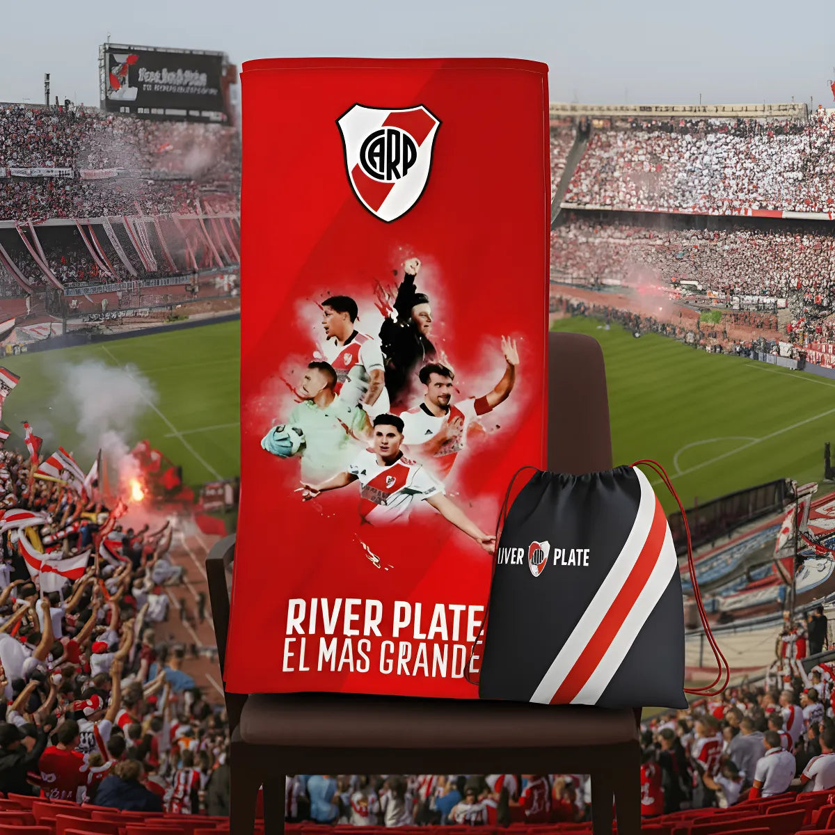 Toallones Secado Rapido River Boca Oficial C/ Mochila