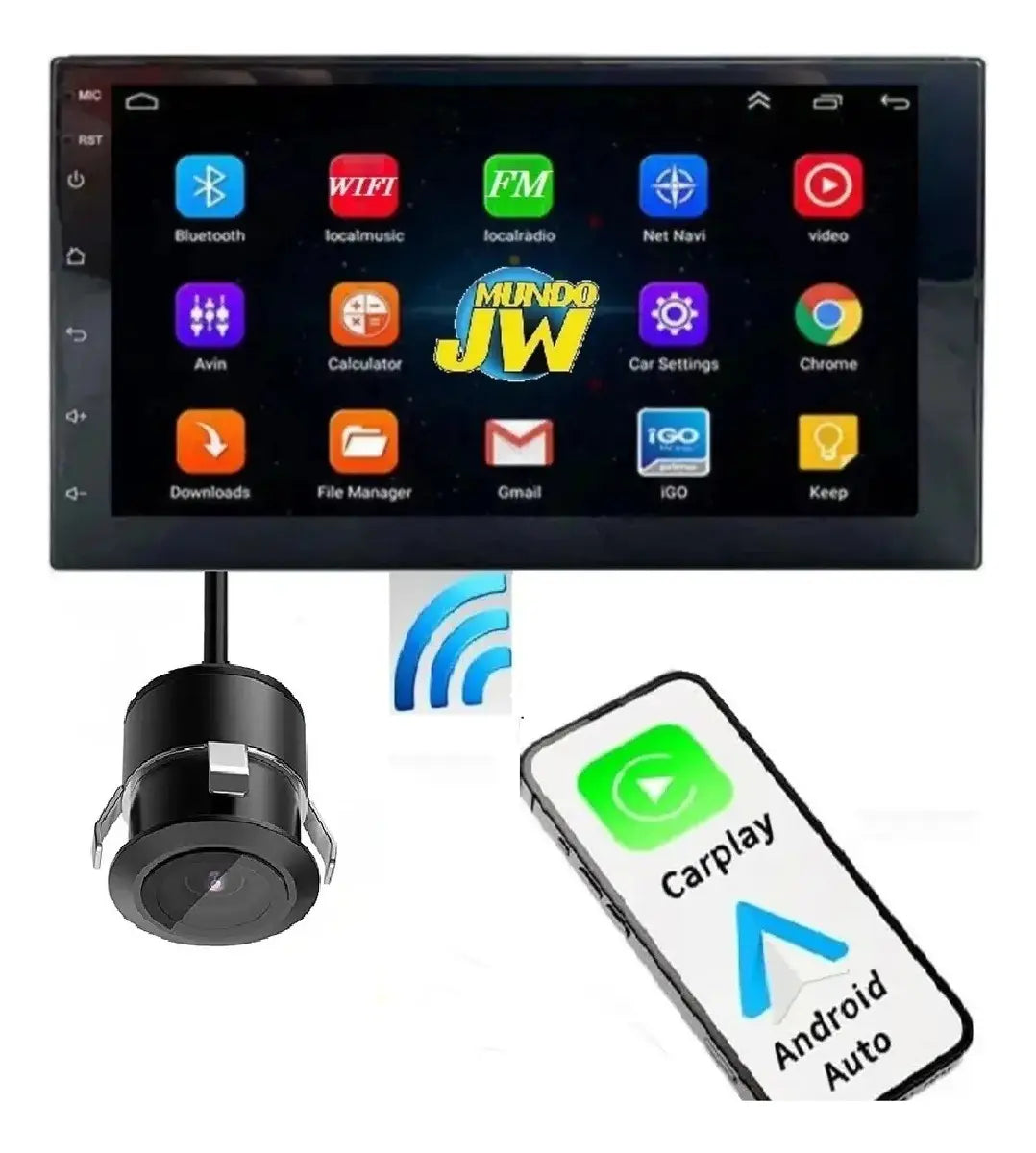 Stereo Pantalla Multimedia Carplay Android Wifi Camara Marco