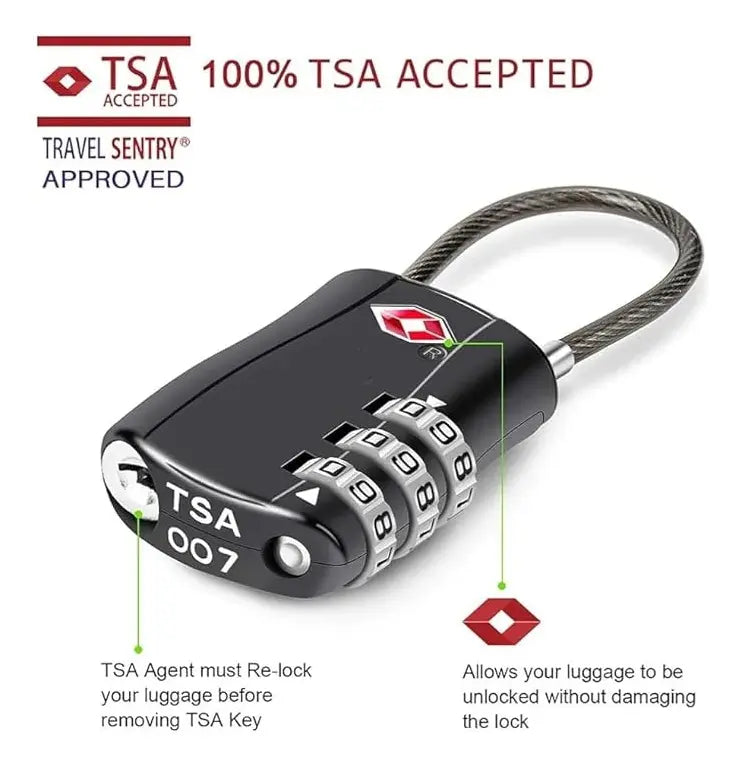 Candado Flexible Tsa Combinacion 3 Digito Equipaje Seguridad