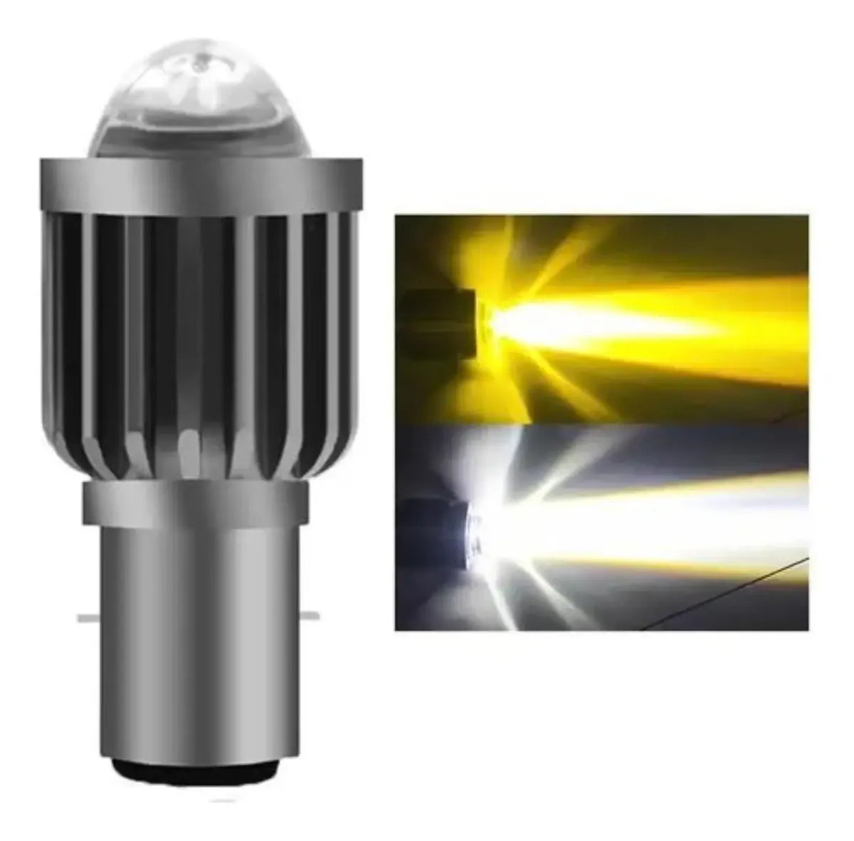 Lampara Led Con Lupa Para Moto H4 H6 Luz Blanca Y Ambar