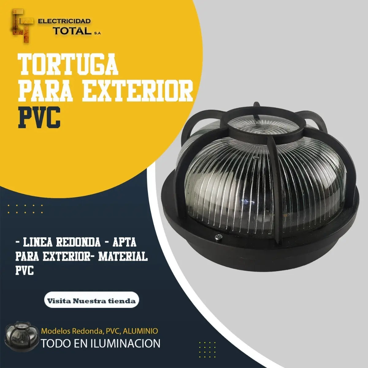 Aplique Tortuga Plastica Redonda E27 60w Blanca / Negra