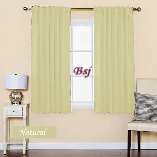 Jgo De Cortinas Blackout Textil 150cm Largo Presillas Oculta Color Natural