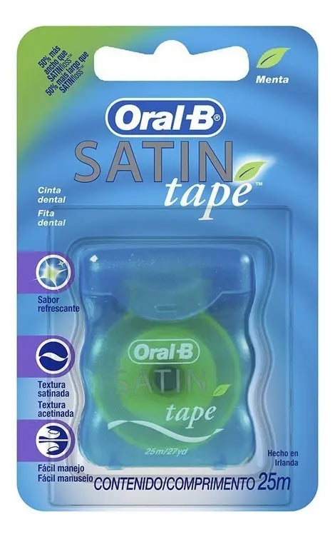 Hilo Dental Oral-b Satin Tape Menta 25 M Hilo Ancho y Plano