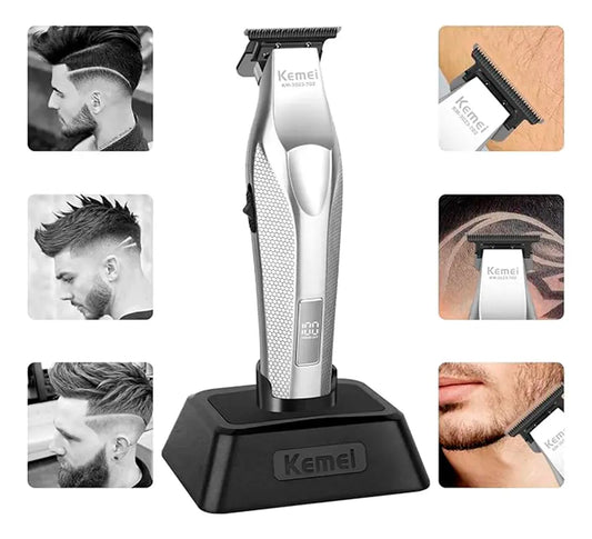 Cortadora De Cabello Kemei Hair Trimmer Km-3023-702 Patiller Plateado