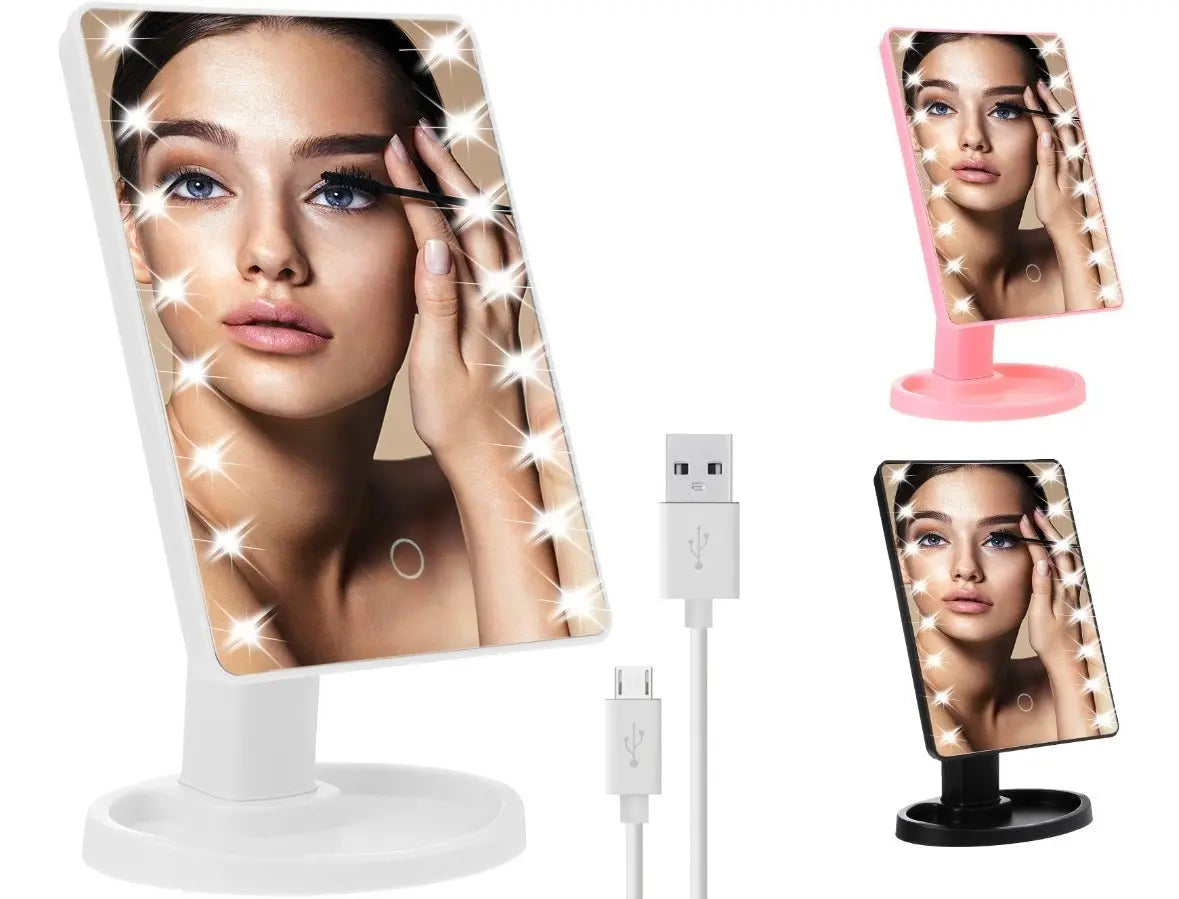 Espejo De Maquillaje Tactil Luz Blanco Frio Libercam Esp-01 Usb Color Blanco