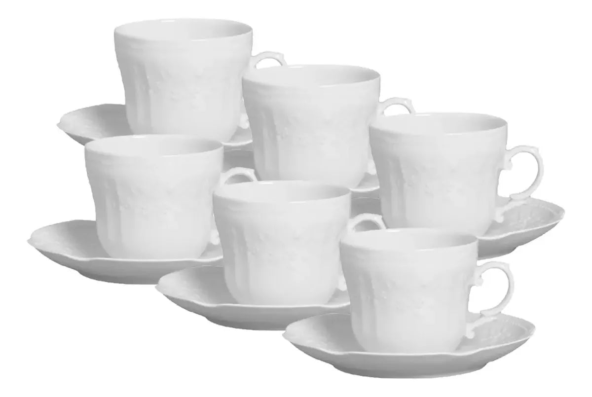 X6 Taza Café C/ Plato De Porcelana, Línea Mozart, Verbano