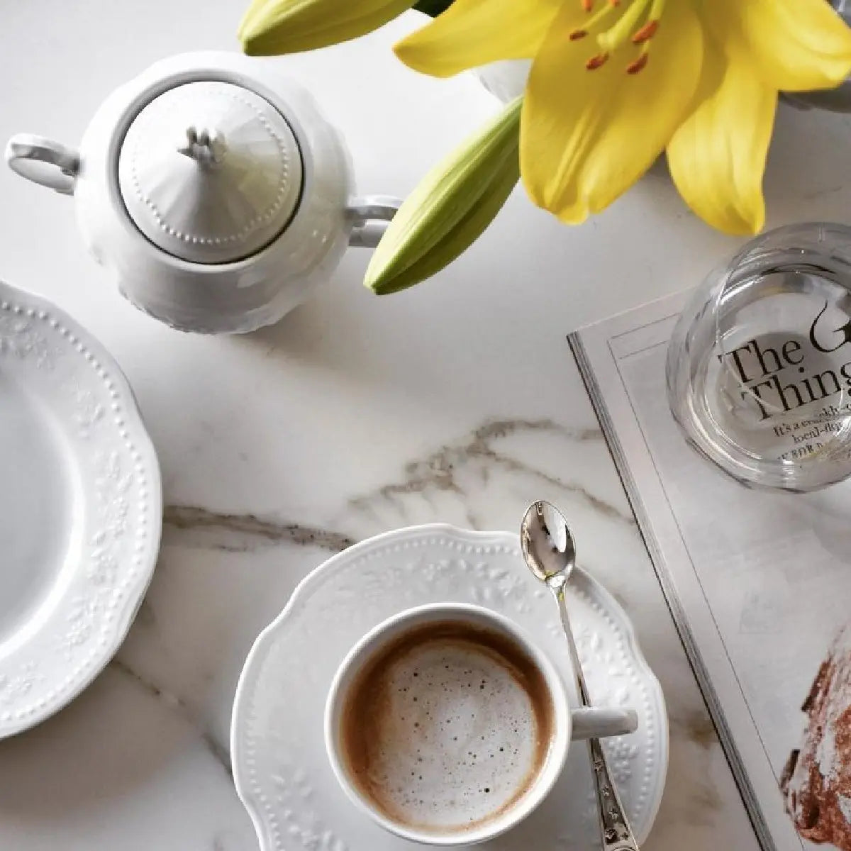 X6 Taza Café C/ Plato De Porcelana, Línea Mozart, Verbano
