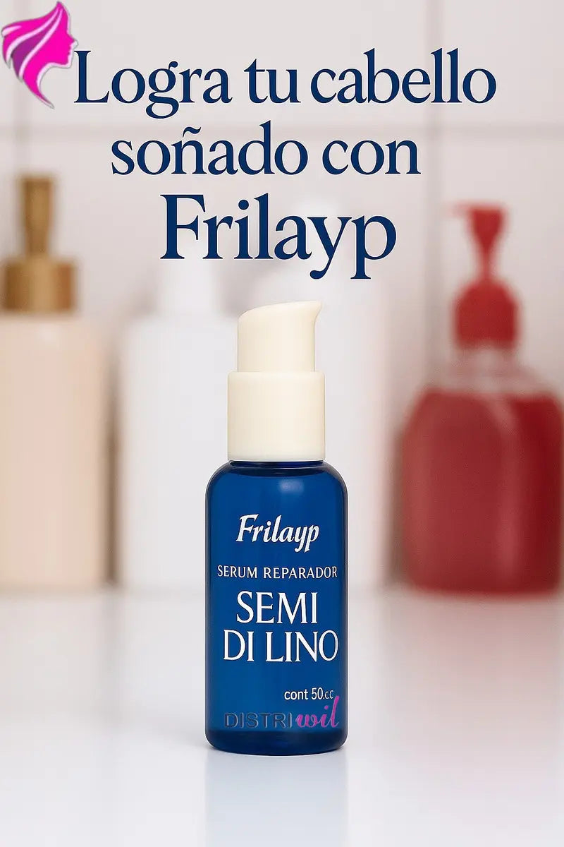 Serum Reparador Semi Di Lino Frilayp X50cc Repara Puntas Reconstruye Fibra Capilar Hidrata Suaviza Nutre Humecta - Ideal Uso Profesional Salon Belleza Peluqueria