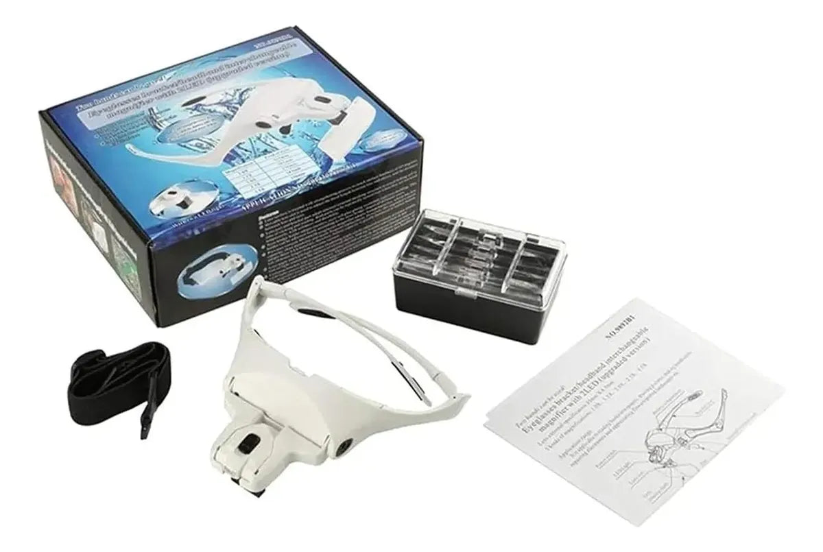 Vincha Lupa Luz Led Ajustable Multiuso 5 Lentes Manos Libres