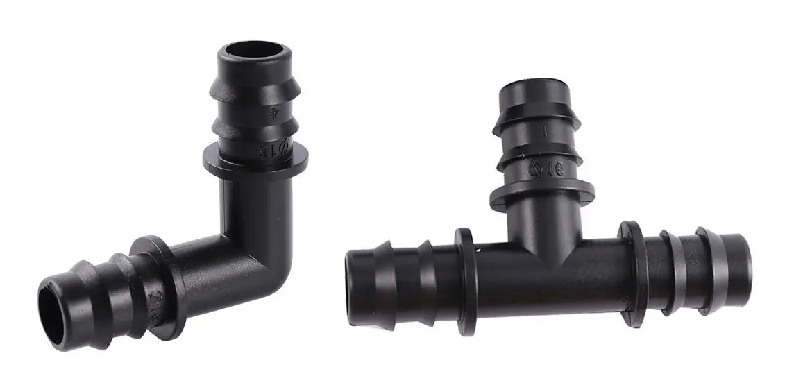 Combo Conectores Riego Tee Codo Enchufe De ½ - 20 Unidades Color Negro