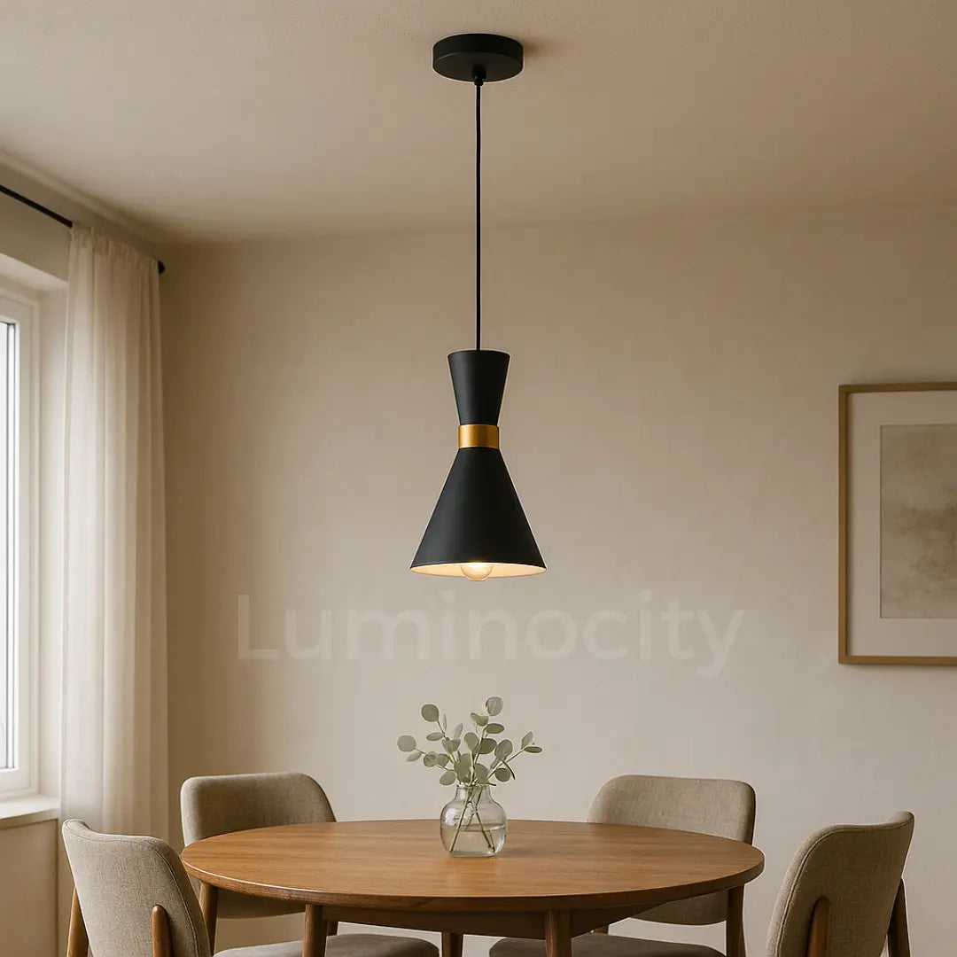 Luminaria Colgante Led Liby 1 Blanco Ø16cm E27 Alumin Bixor Estructura Negro