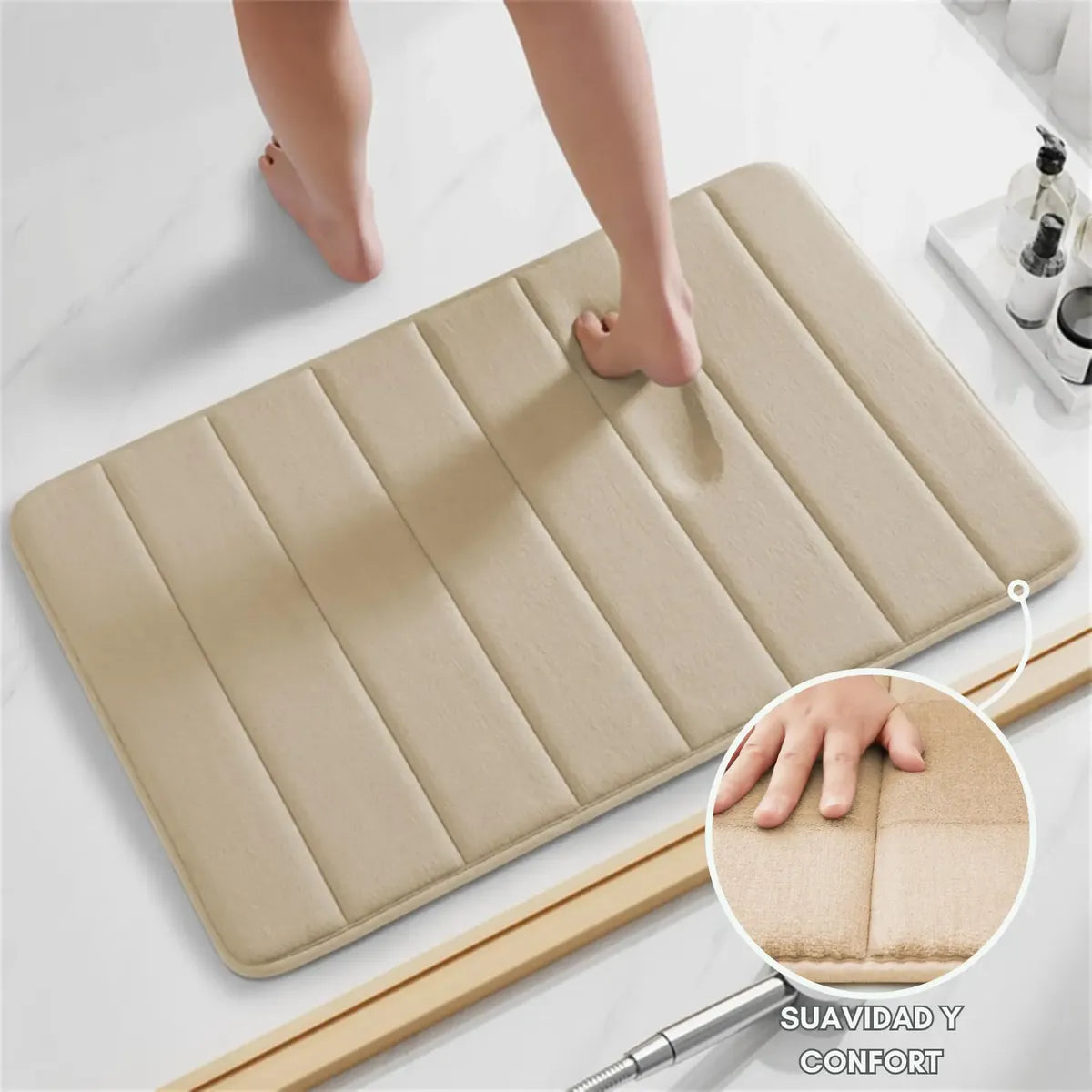 Alfombra Baño Antideslizante Lineas 60x40 Lavable Trendy