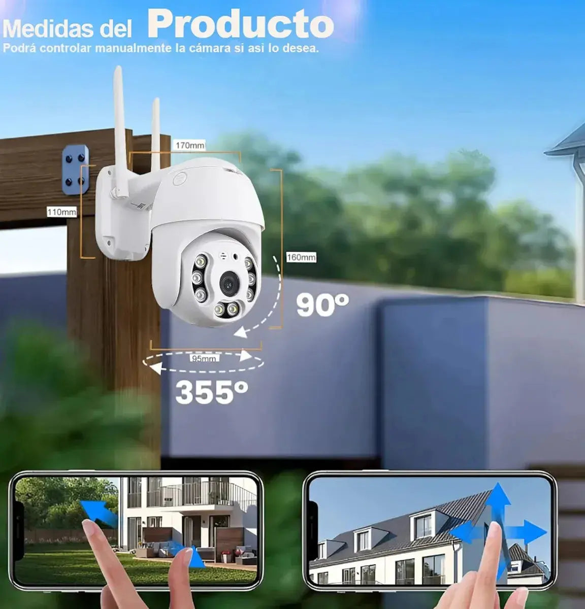 Camara Seguridad Domo 360hd Exterior Wifi Inteligente