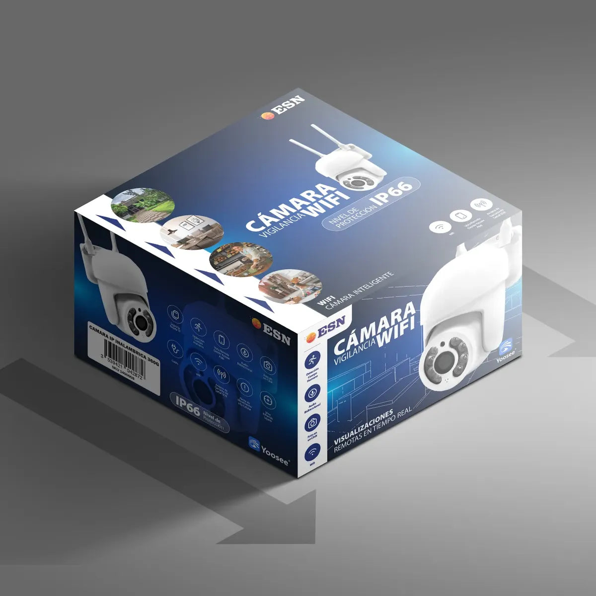 Cámara Seguridad Esn Wifi 5g Hd Con Luz, Alarma Y Audio