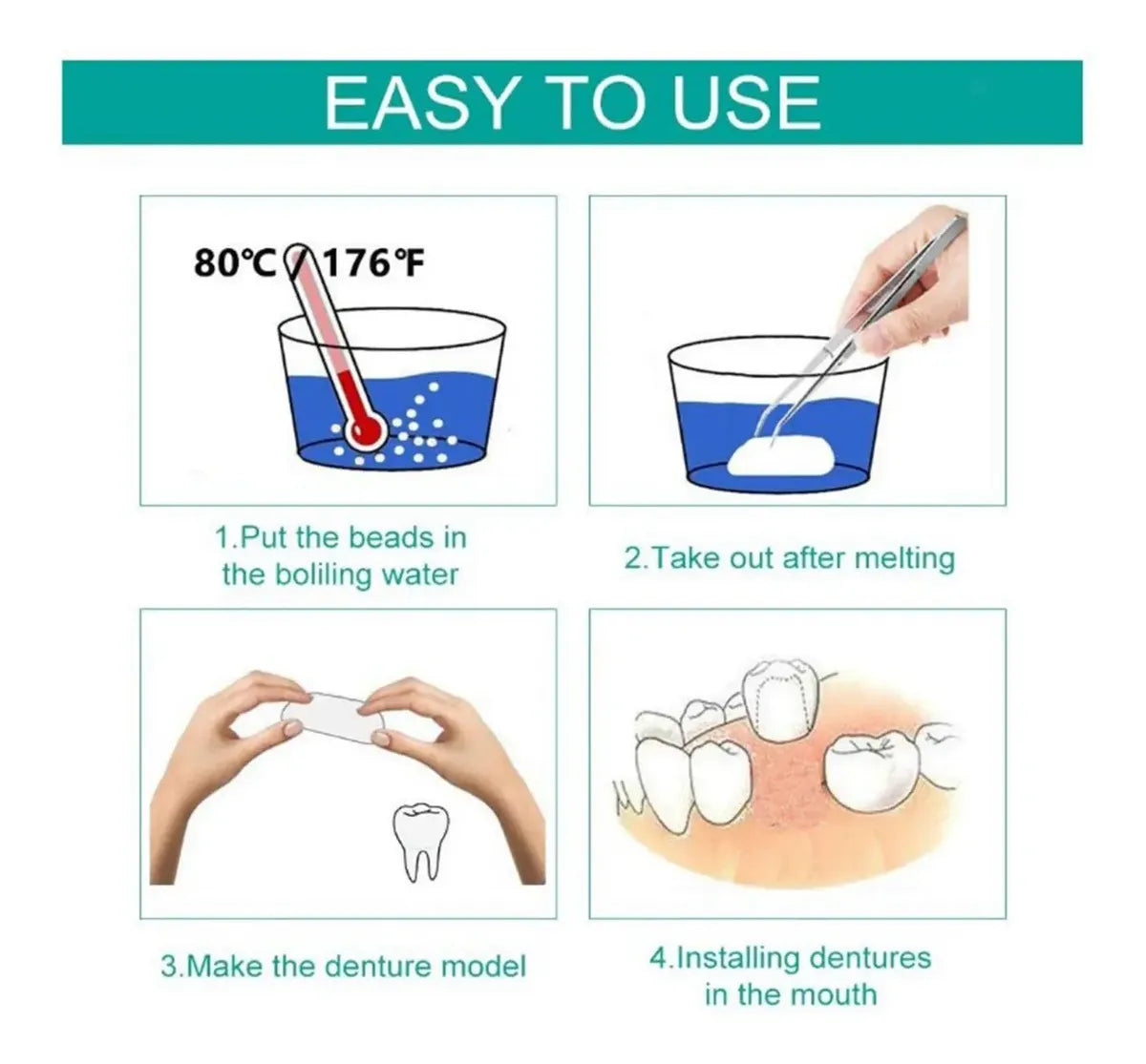 Kit Diente Provisorio Para Reemplazar Un Diente Easy Tooth