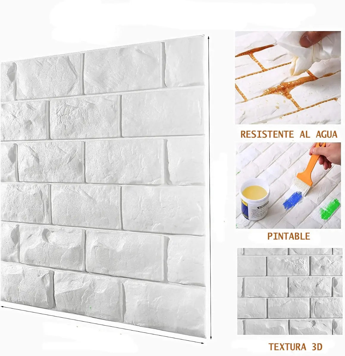 Pared Decorativa Placa Autoadhesiva 3d X 10 Placas Ladrillo