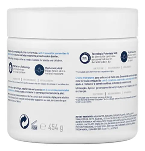 Cerave Crema Hidratante Pote X 454 Gramos Fragancia Sin fragancia