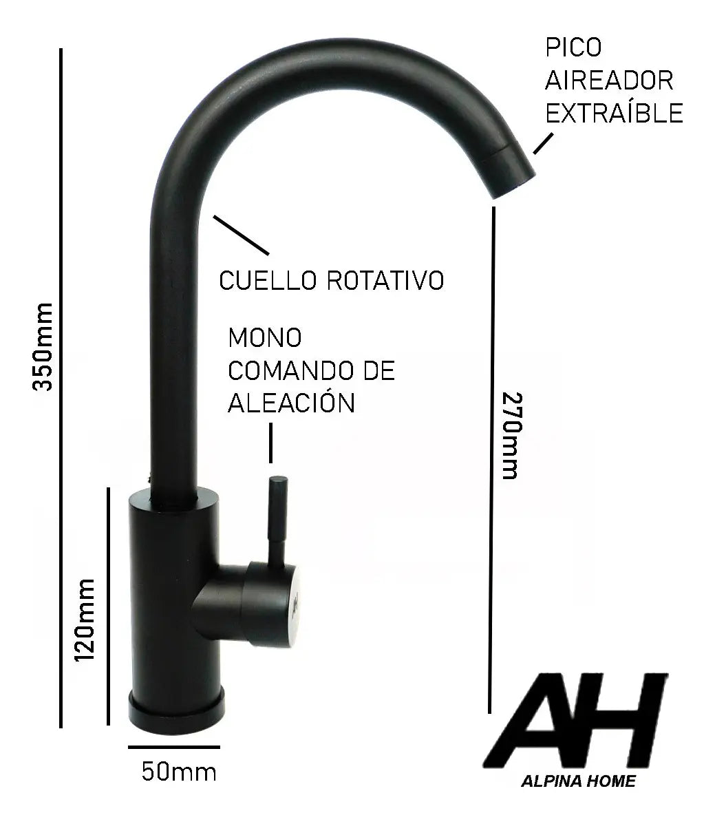 Griferia Pico De Ganso Acero Inoxidable Ah Home Baño Ah04