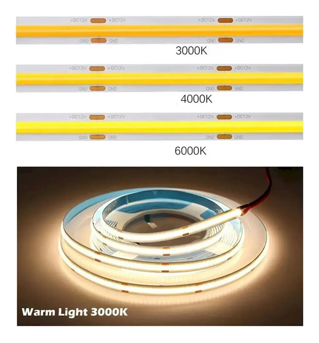 Tira Led Cob 320led Interior Blanco Frio Calido Neutro 24v