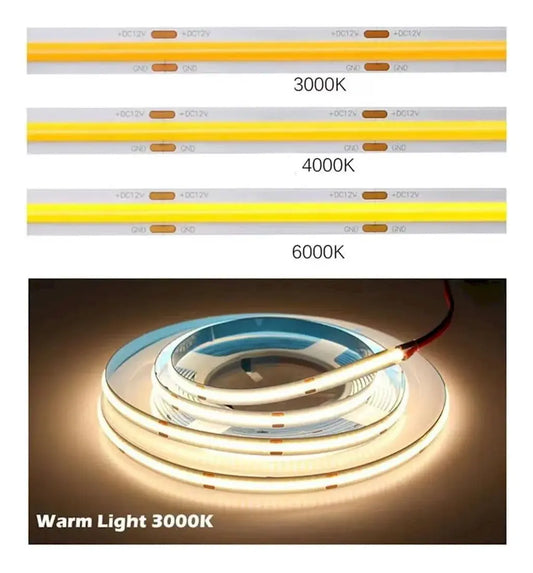 Tira Led Cob 320led Interior Blanco Frio Calido Neutro 24v