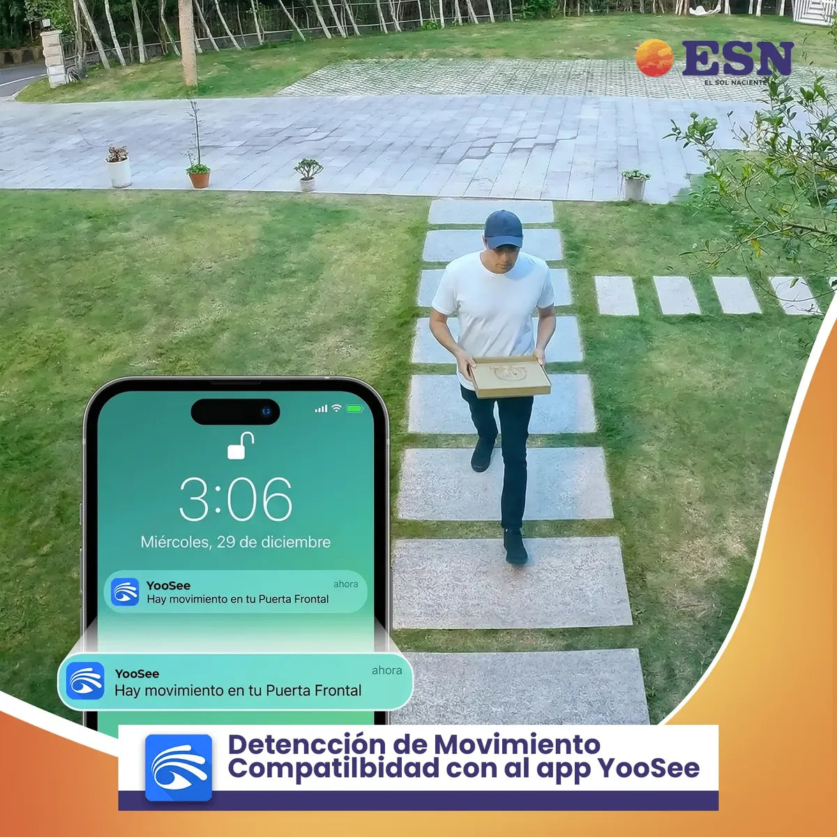 Cámara Seguridad Esn Wifi 5g Hd Con Luz, Alarma Y Audio