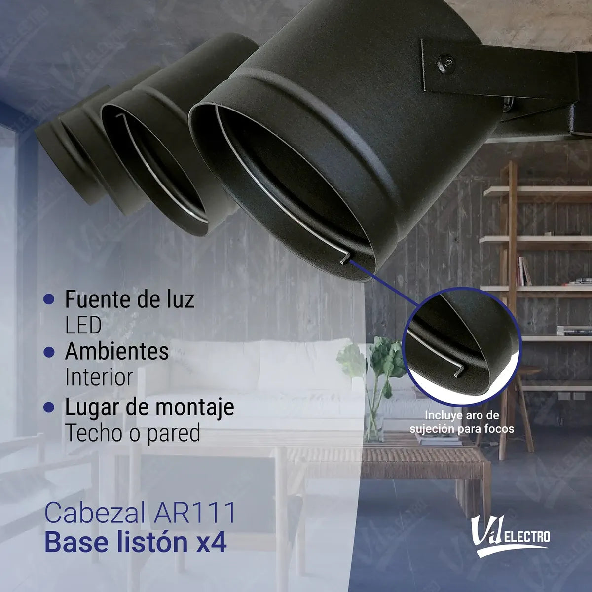 Aplique 4 Luces Ar111 Tacho Barral Riel Spot Movil Techo